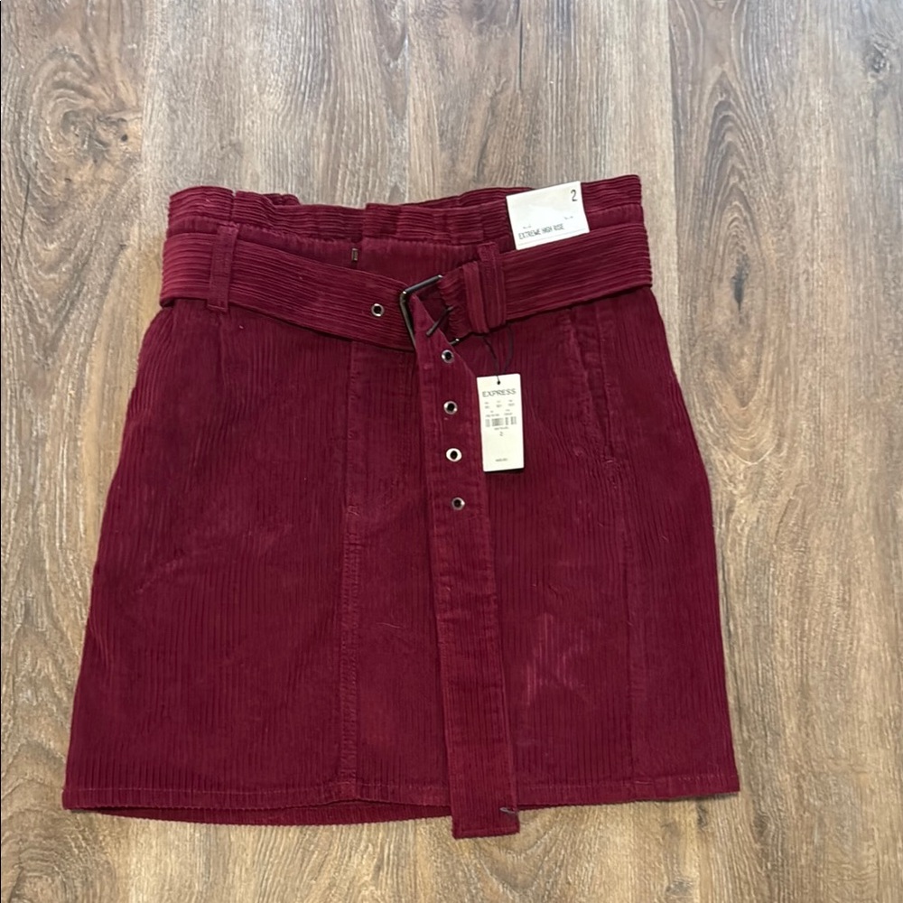 Express Women's Burgundy Corduroy Skirt